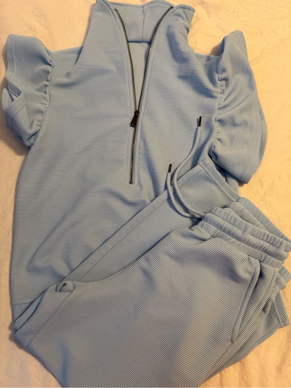 & Other Stories Light Blue Ribbed Jumpsuit Romper